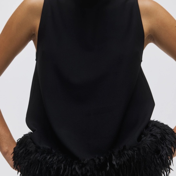 H&M Black Top with Feather Detail - Picture 5 of 8